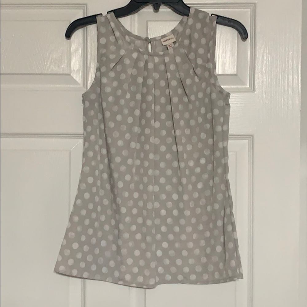 Grey/White Polka Dot Top